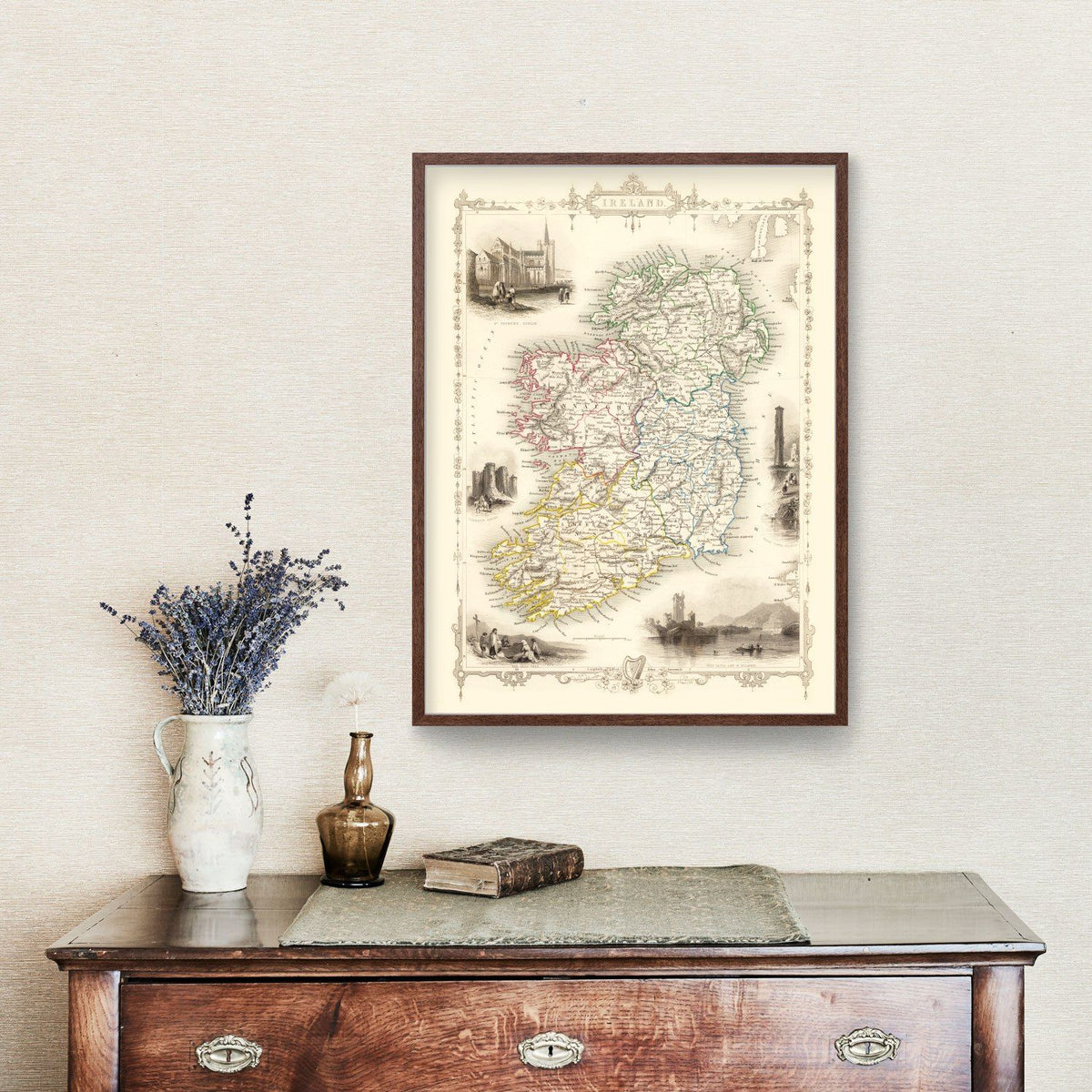 Vintage Map of Ireland 1851 Wall Art
