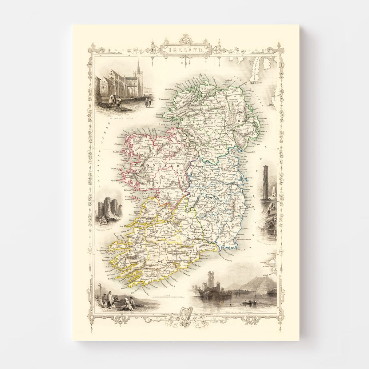 Vintage Map of Ireland 1851 Wall Art