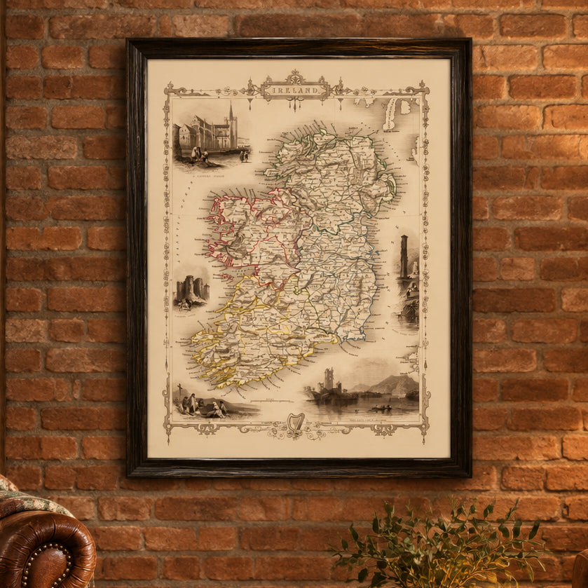 Vintage Map of Ireland 1851 Wall Art