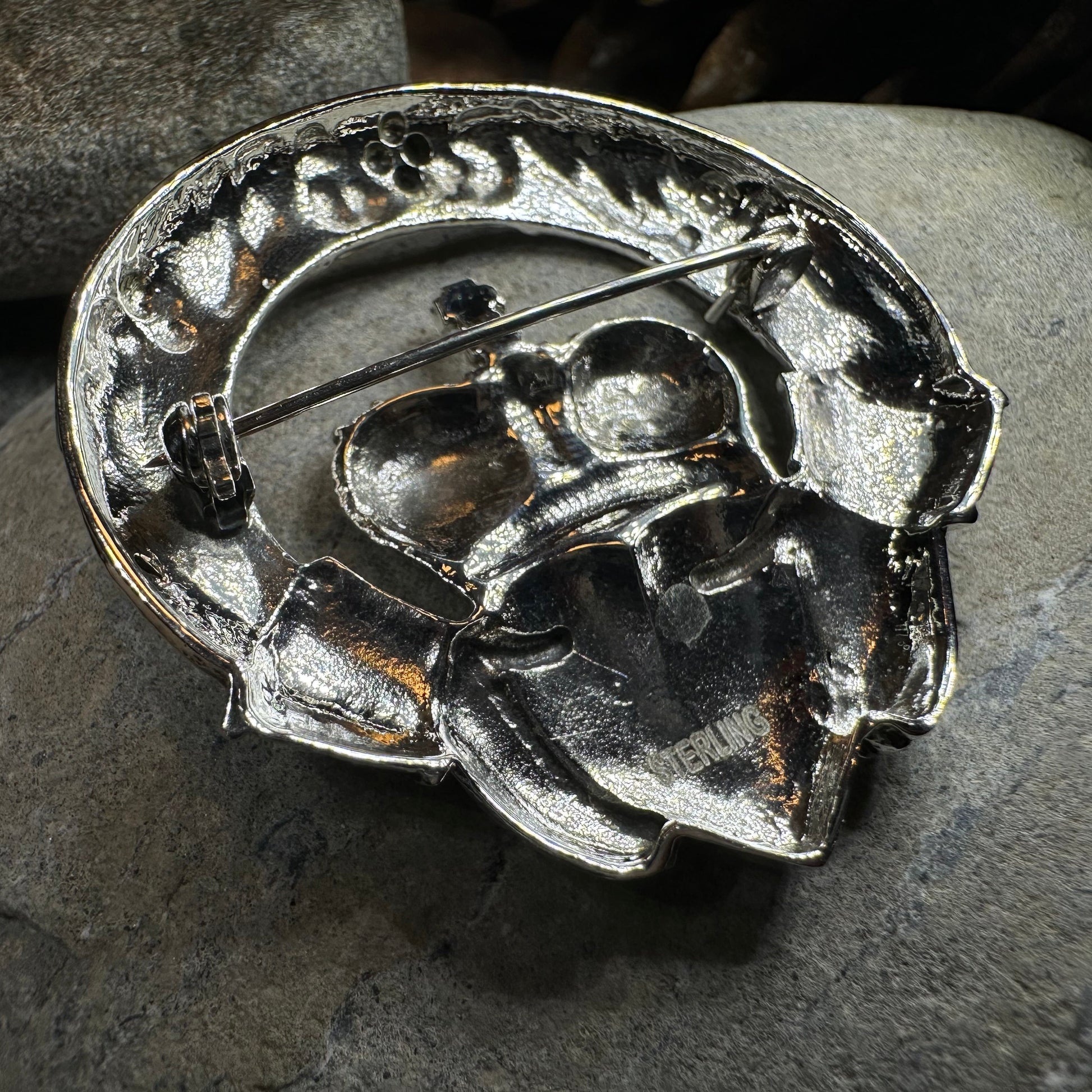 Victorian Irish Claddagh Brooch in Sterling Silver — view 2