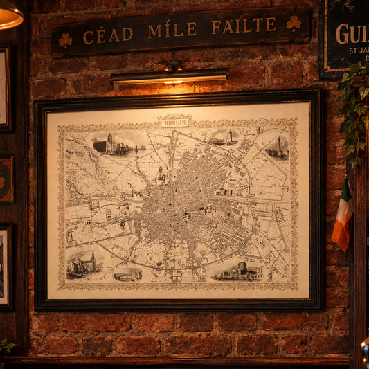 Vintage Map of Dublin, Ireland 1851 Wall Art