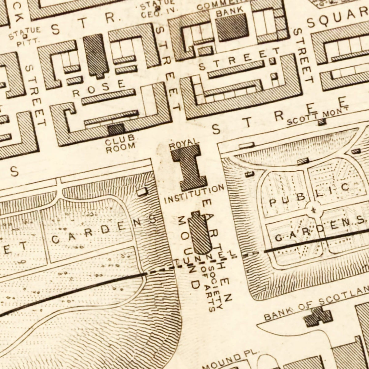 Vintage Map of Edinburgh, Scotland 1851 Wall Art