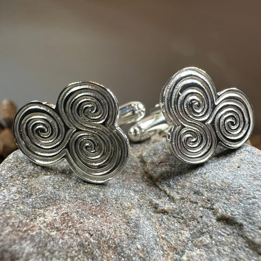 Artisan Newgrange Triple Spiral Cufflinks - Made in Ireland