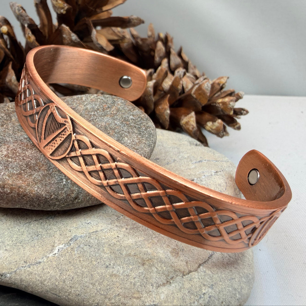 Celtic Irish Harp Copper Cuff Bracelet