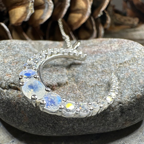 Load image into Gallery viewer, Moonstone Crescent Moon Necklace
