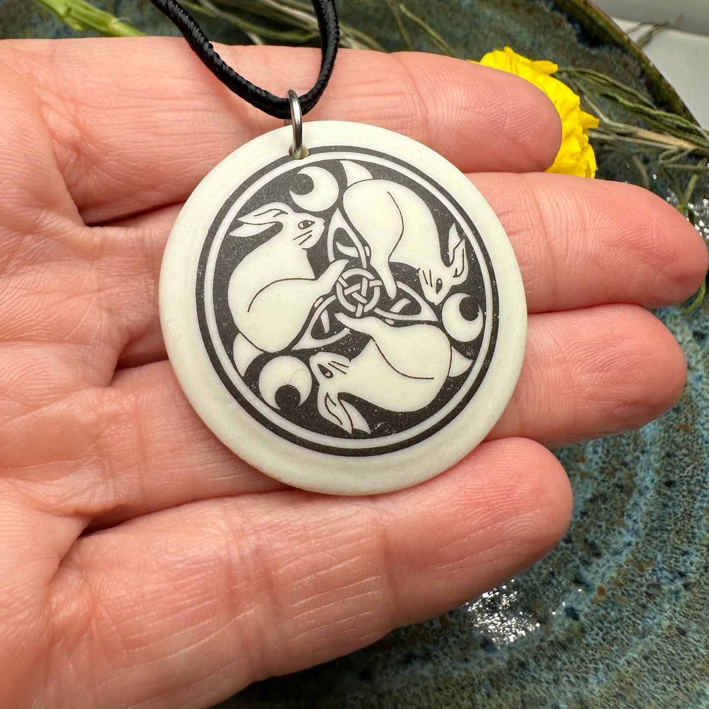 Artisan Celtic Triple Rabbit Necklace - Handmade in the U.S.A.