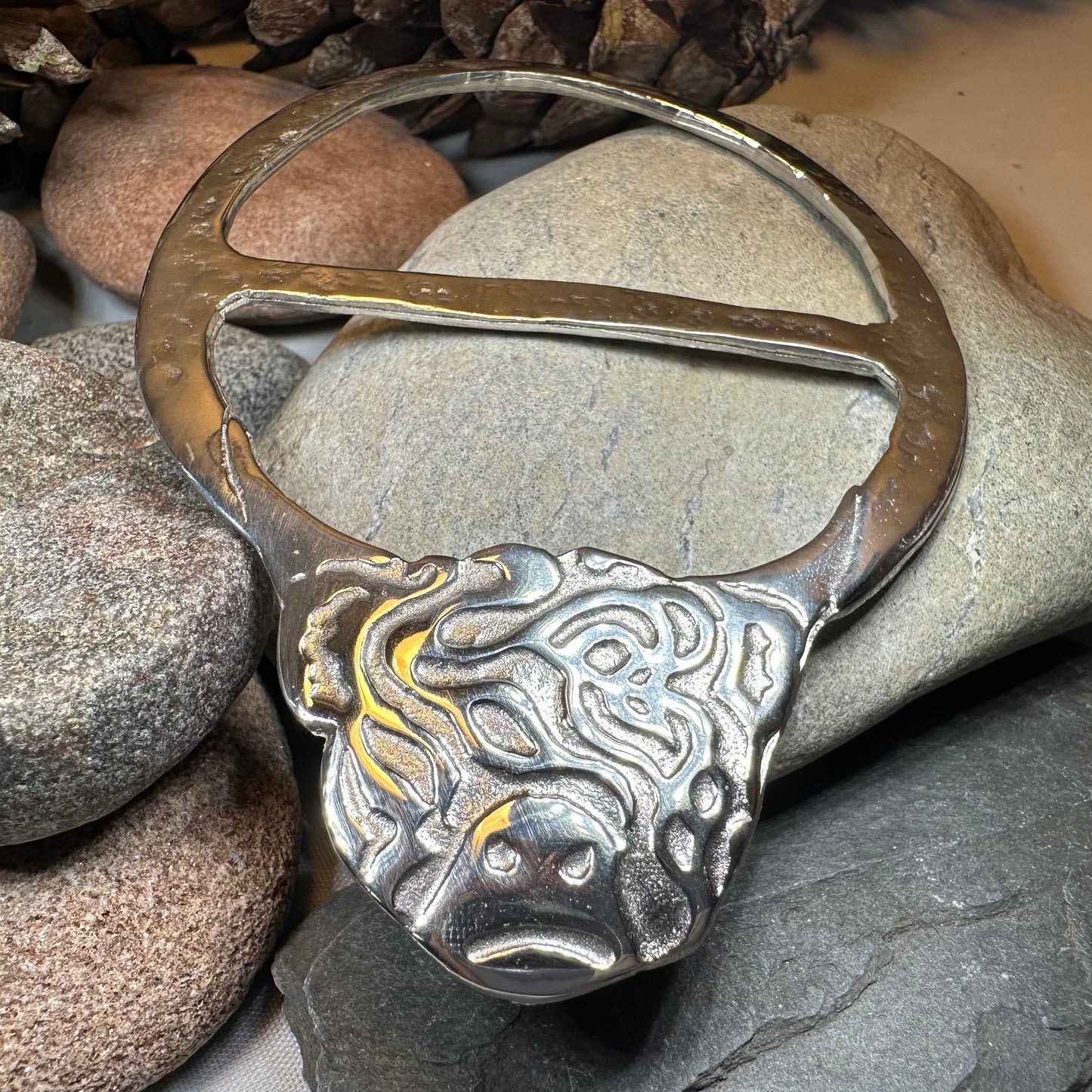 Scruffy Highland Cow Scarf Ring - Handmade in Scotland