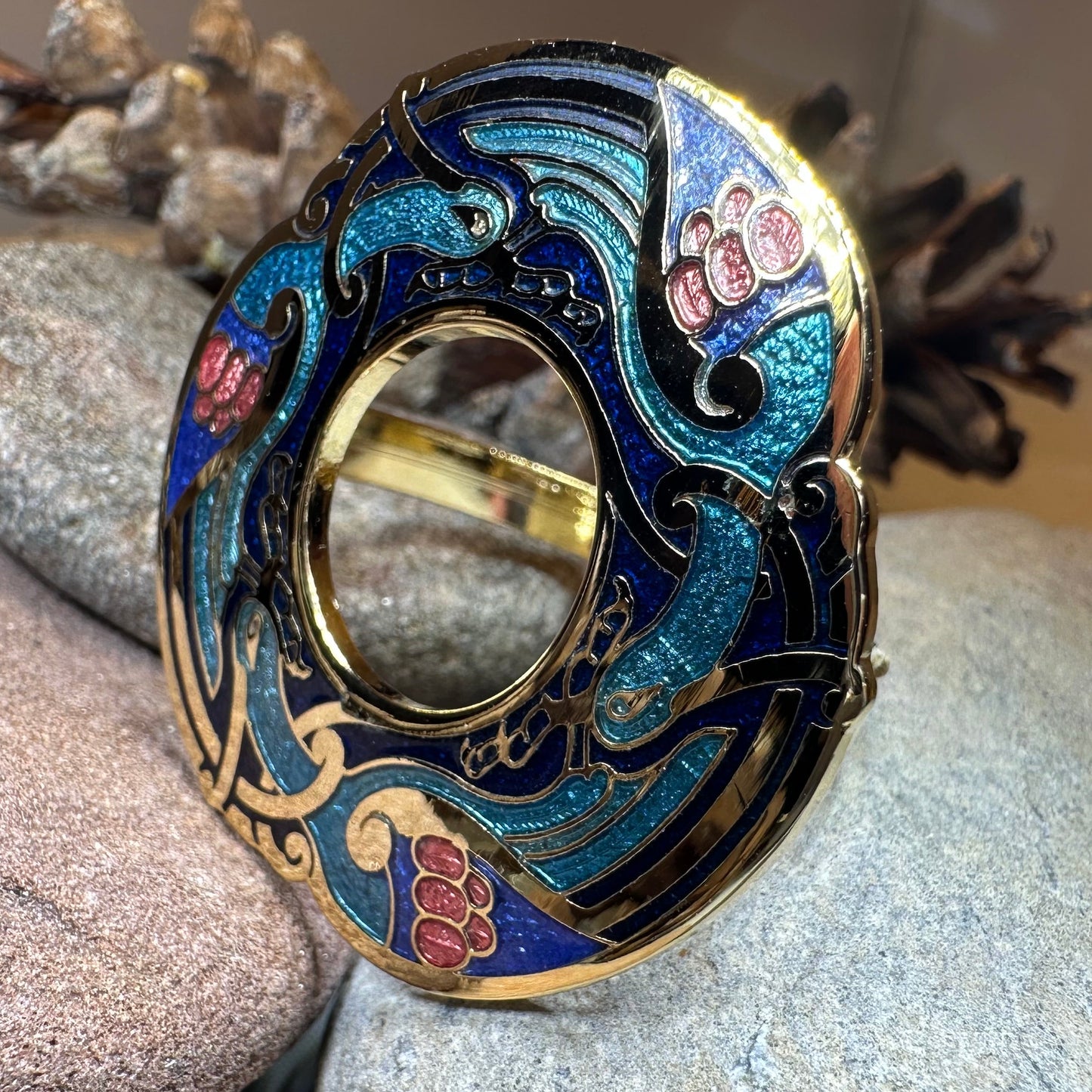 Enamel Celtic Birds Scarf Ring