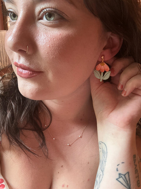 Load image into Gallery viewer, Boho Pink Flowers Dangle Earrings for Women
