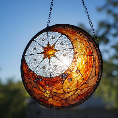 Load image into Gallery viewer, Crescent Moon &amp; Sun Suncatcher
