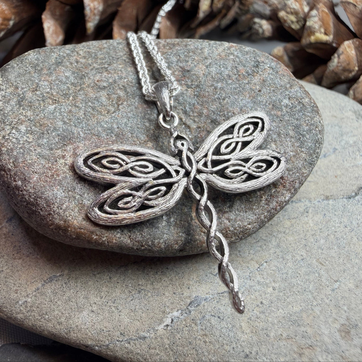 Summerdancer Celtic Dragonfly Necklace in Sterling Silver