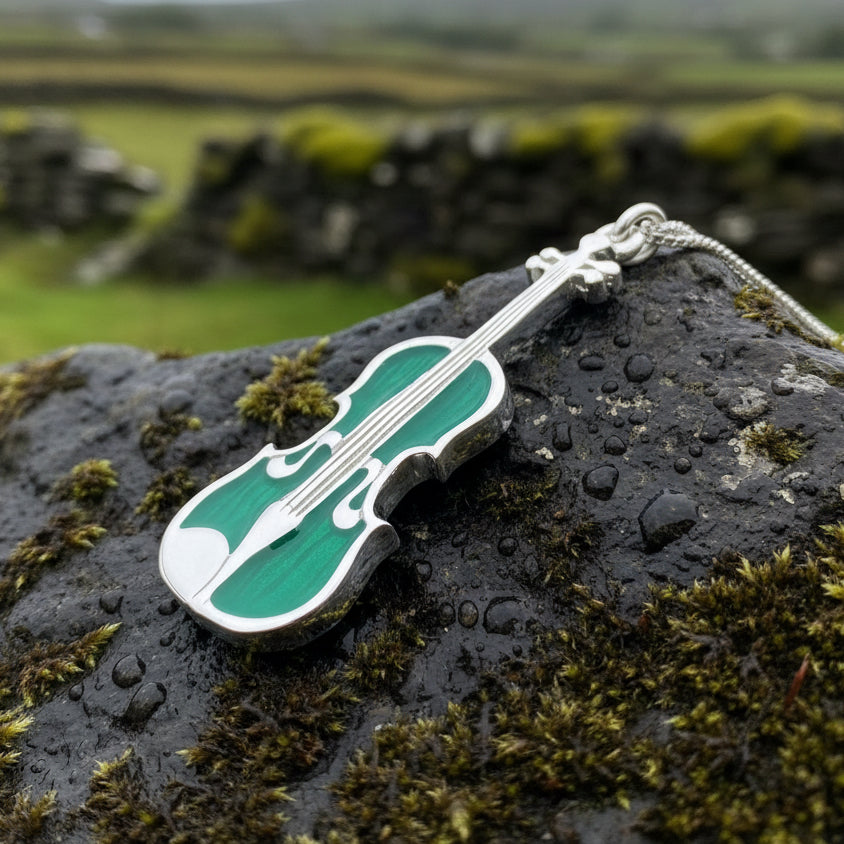 Collana con strumento musicale violino per donna, in argento sterling