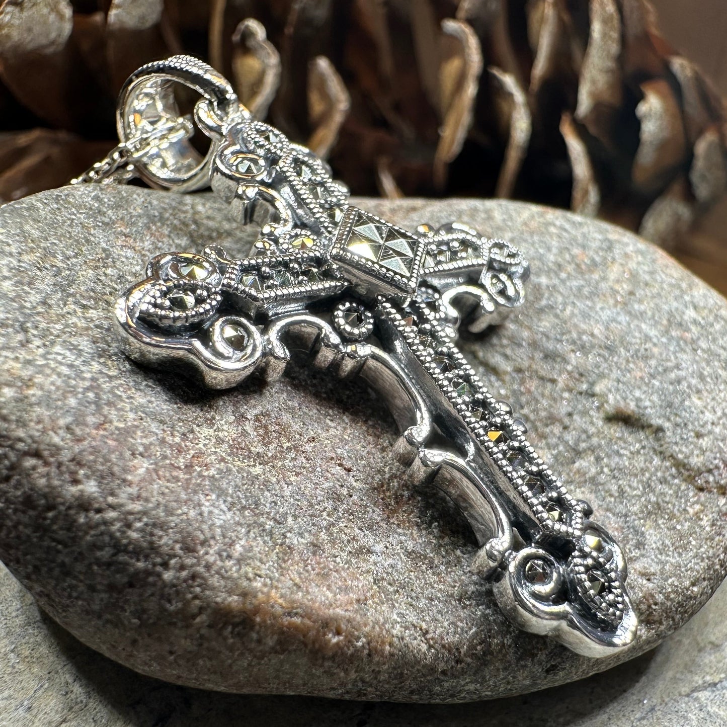 Jehanne Marcasite Cross Necklace — view 6