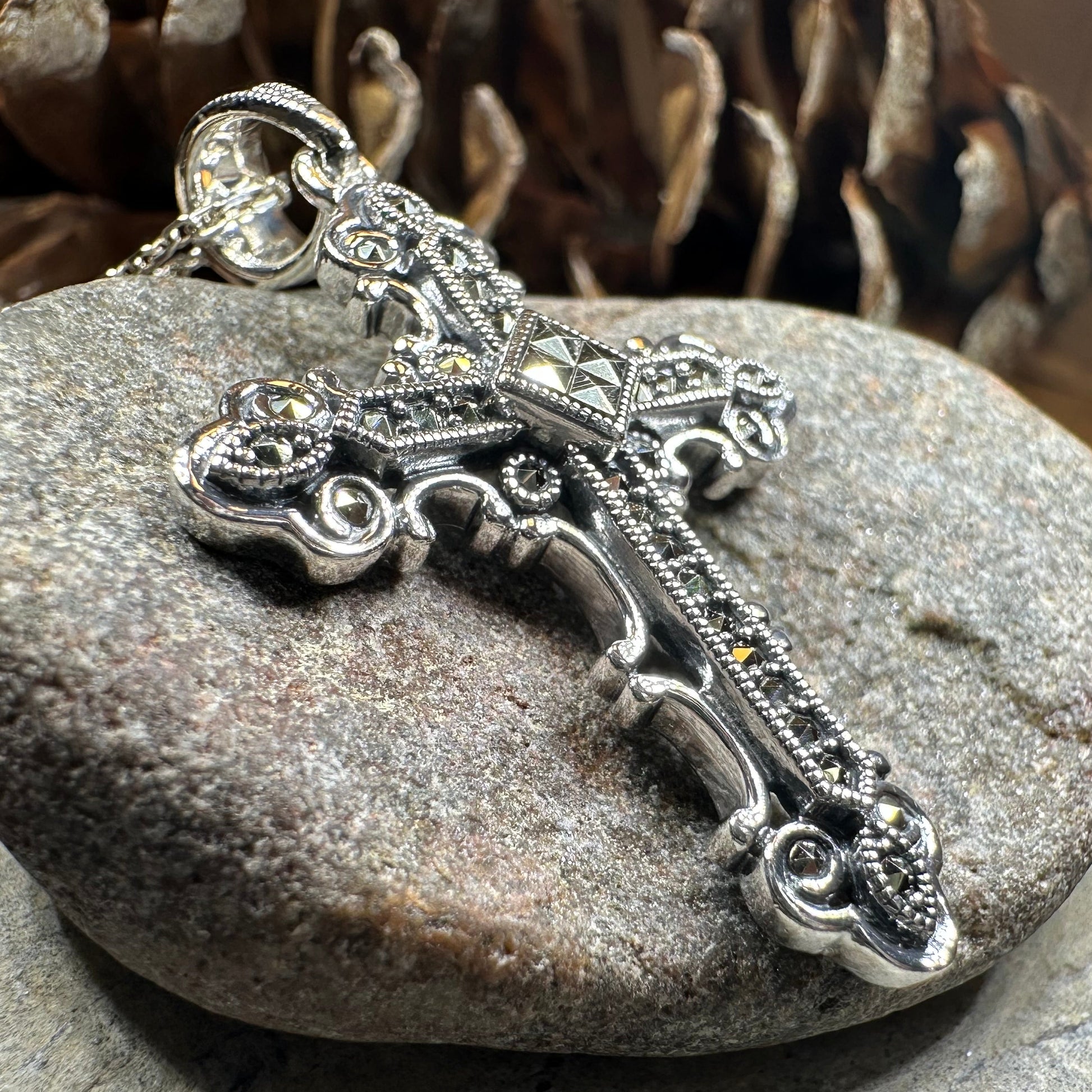 Jehanne Marcasite Cross Necklace — view 6