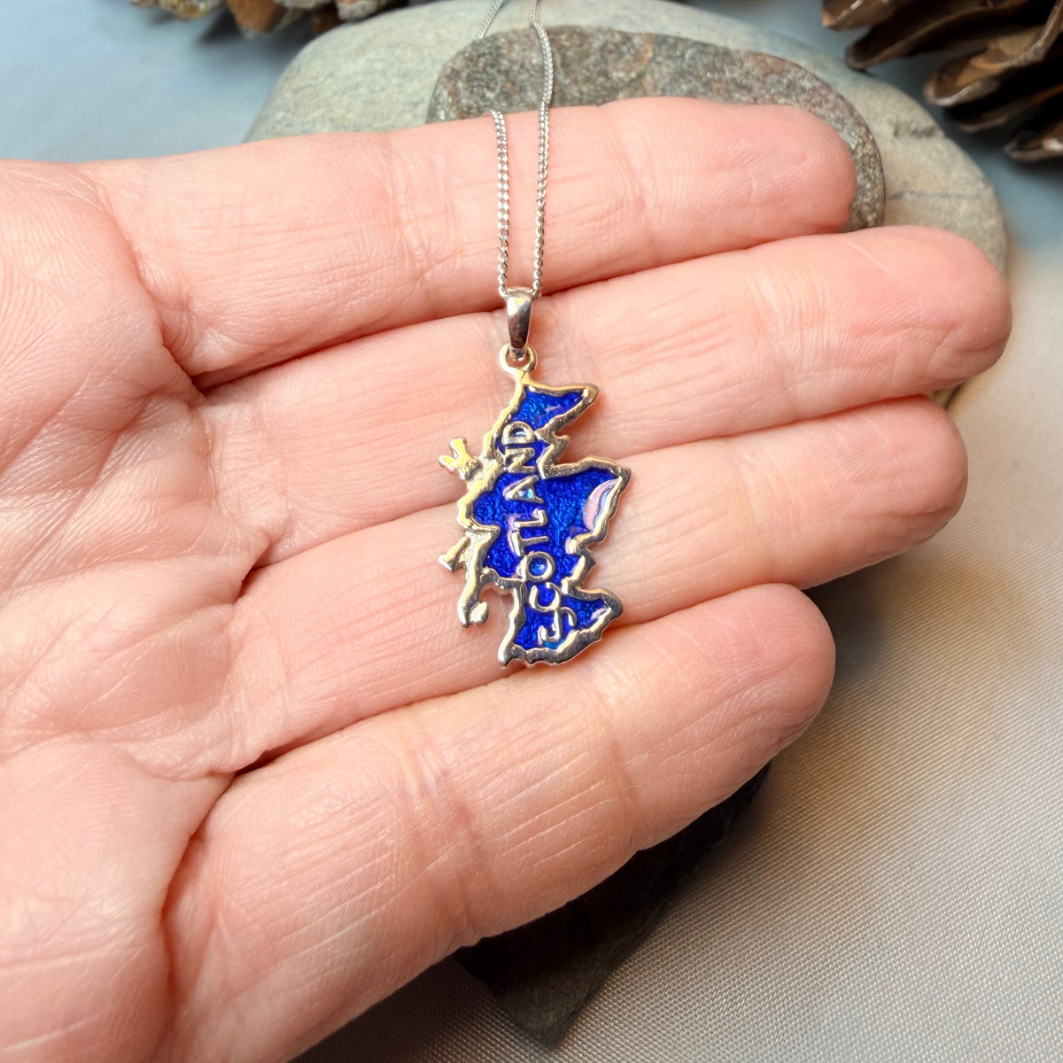 Scottish Blue Scotland Map Necklace - Handmade in Scotland