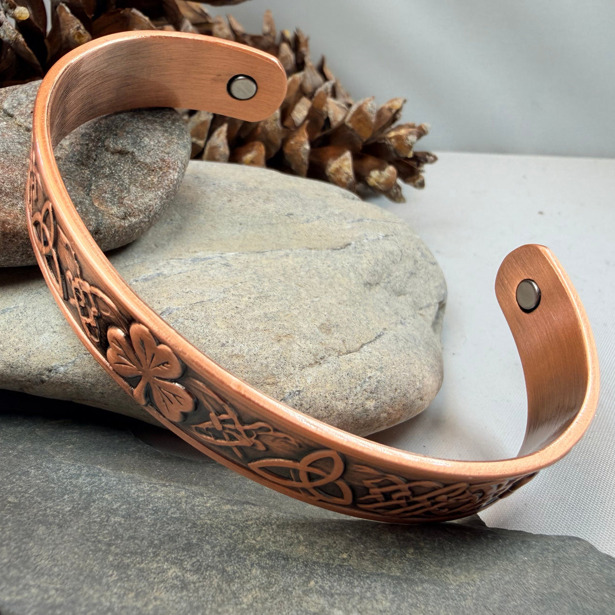 Trinity Knot & Irish Shamrock Copper Cuff Bracelet