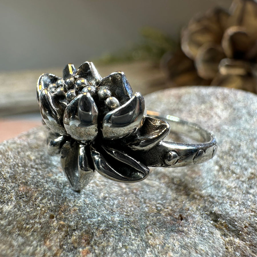 First Bloom Lotus Ring in Sterling Silver