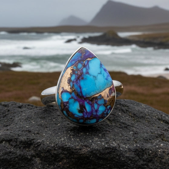 Purple Dahlia Turquoise Ring in Sterling Silver