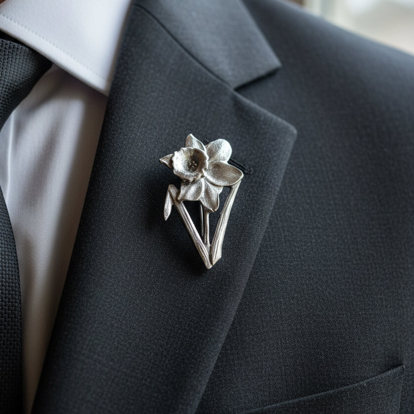 Welsh Daffodil Lapel Pin in Pewter