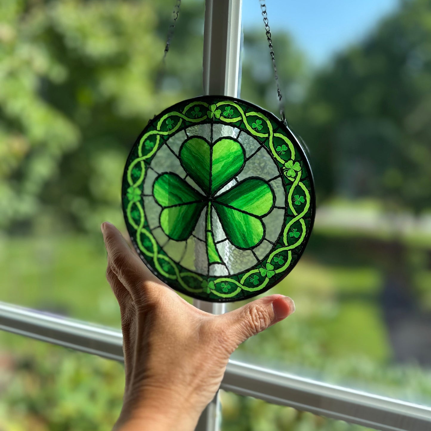 Ireland Forever Shamrock Stained Glass Gift