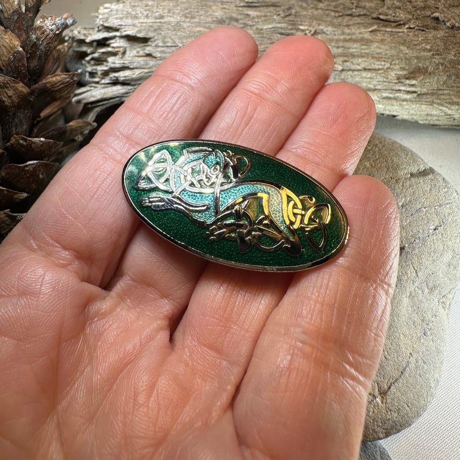Enamel Celtic Dragon Pin — Mythic Jewelry