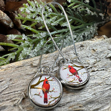 Load image into Gallery viewer, Winter Cardinal Art Earrings
