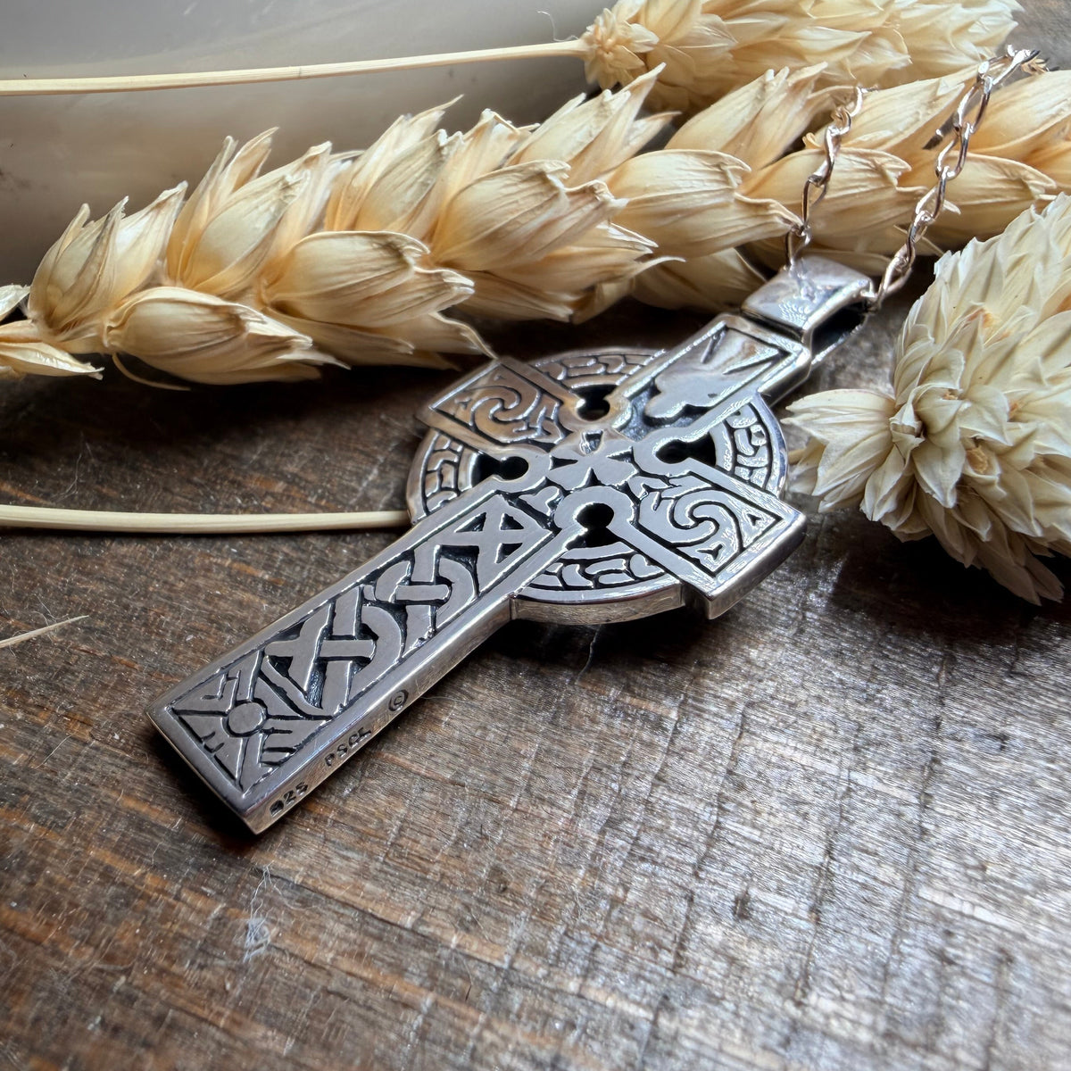 Holy Spirit Celtic Cross Necklace in Sterling Silver