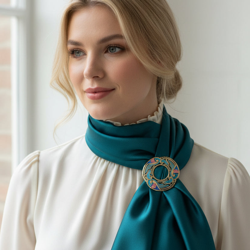 Enamel Celtic Birds Scarf Ring