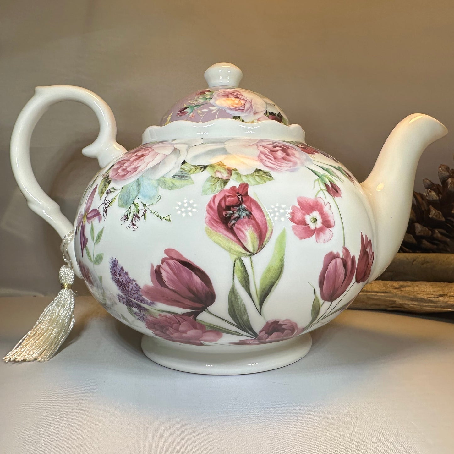 Tulips Fine China Teapot — view 7