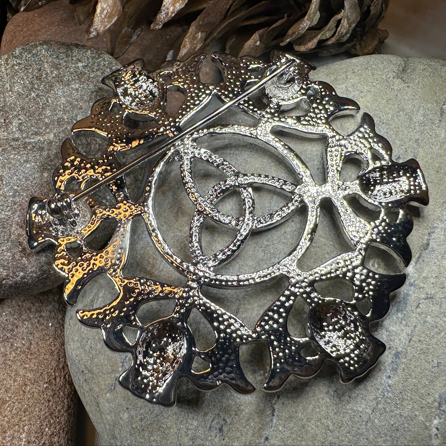 Large Scottish Thistle & Trinity Knot Brooch