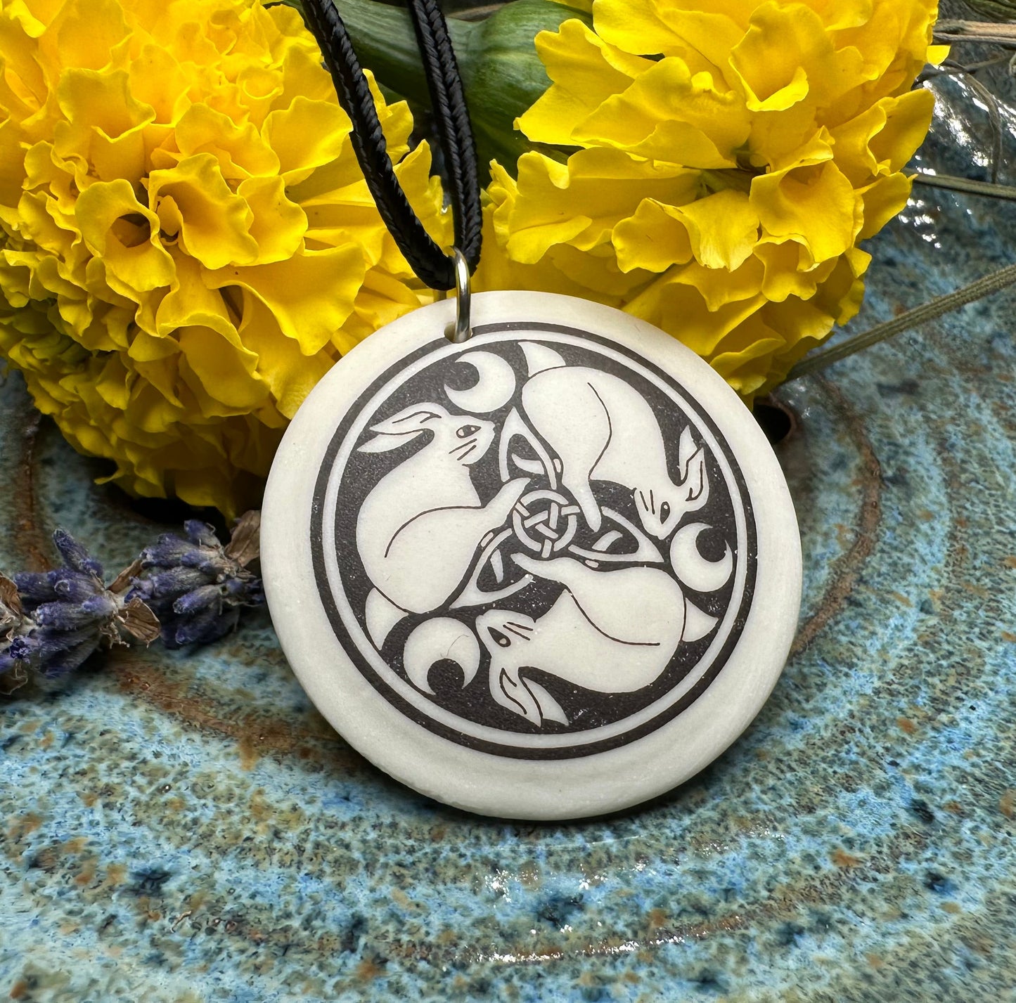 Artisan Celtic Leaping Hares Necklace - Handmade in the U.S.A.
