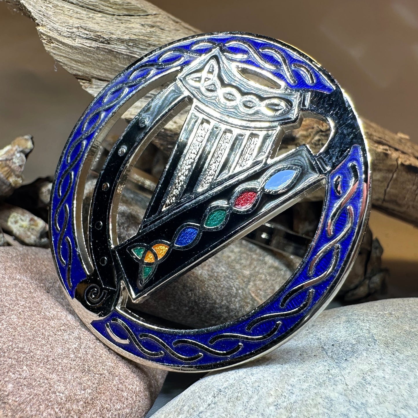 Enamel Irish Celtic Harp Scarf Ring