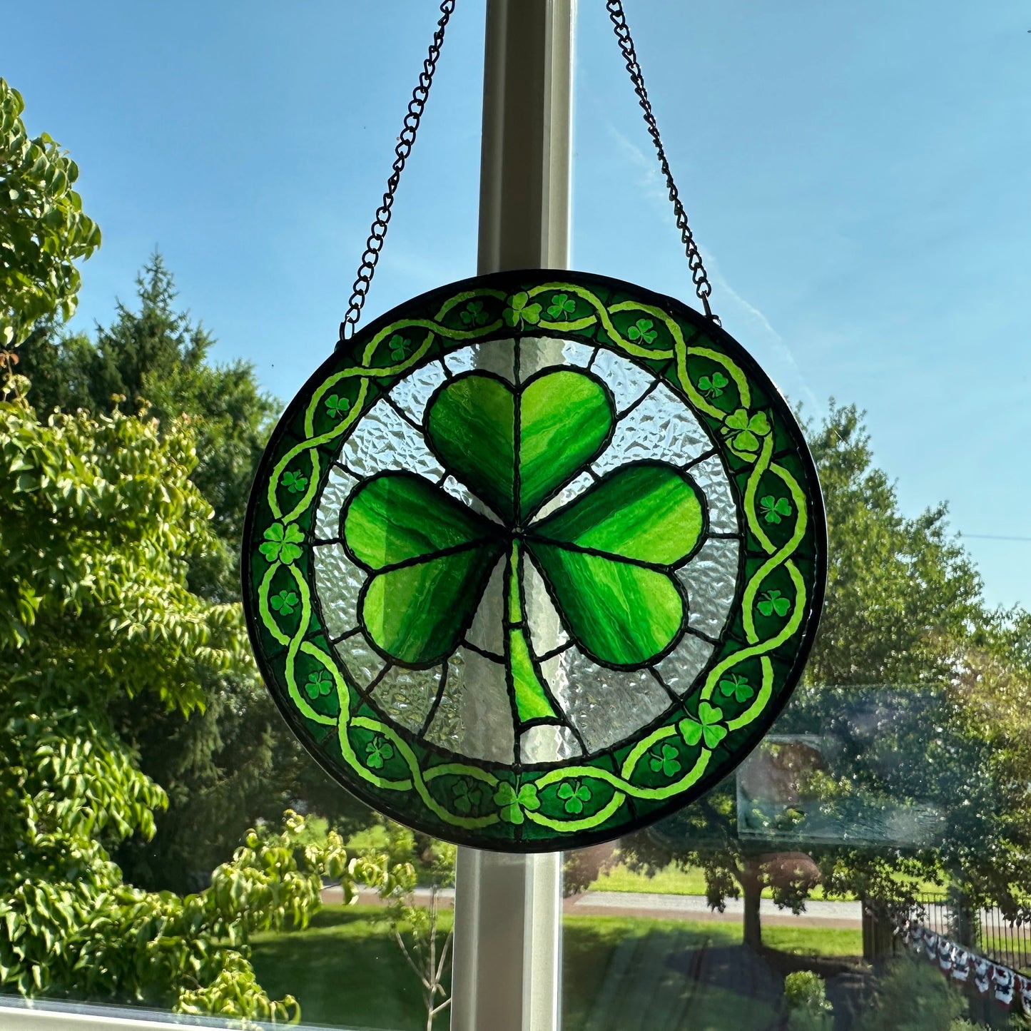 Ireland Forever Shamrock Stained Glass Gift