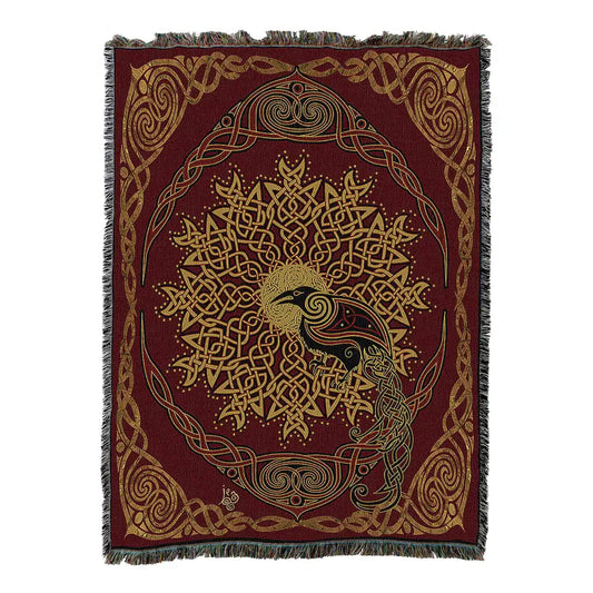 Solstice Celtic Raven Cotton Blanket - Handmade in North Carolina