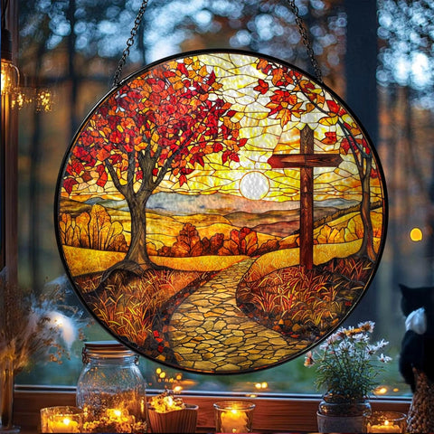 Load image into Gallery viewer, Autumn Cross Suncatcher
