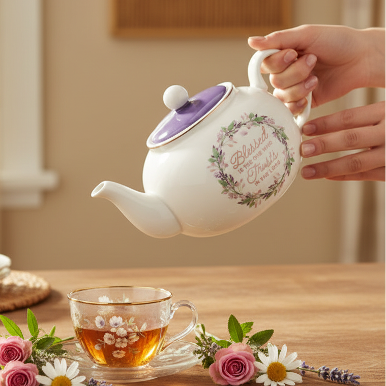 Purple Blessed Ceramic Teapot