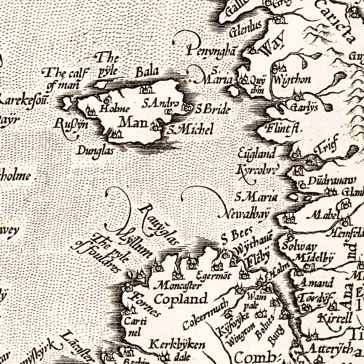 Vintage Map of England, Scotland, Ireland 1570 Wall Art