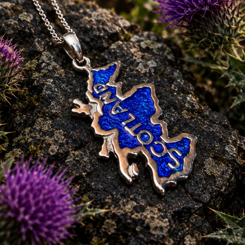 Scottish Blue Scotland Map Necklace - Handmade in Scotland