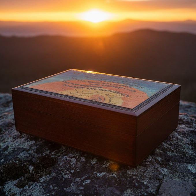 Serenity Prayer Sunrise Keepsake Box - Handmade Wooden Box