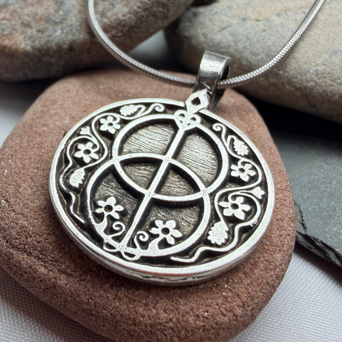 Pewter Interconnected Chalice Well Necklace - Handmade in the U.S.A.