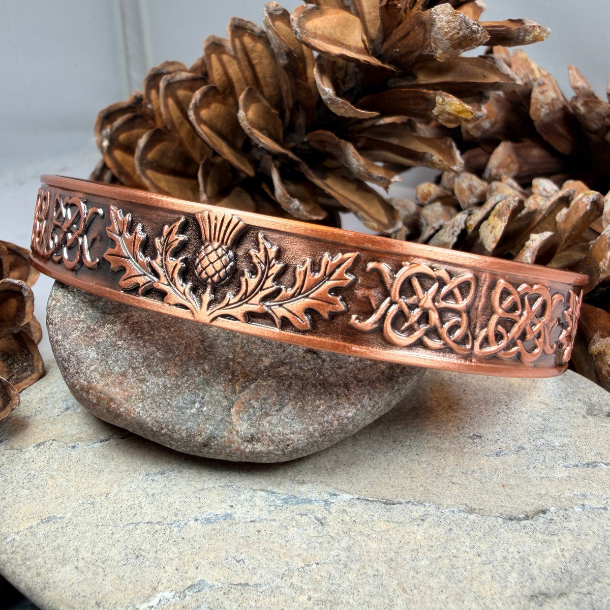 Highland Scottish Thistle Copper Cuff Bracelet