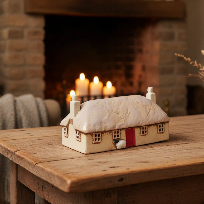 Large Red Door Irish Cottage Tealight Holder