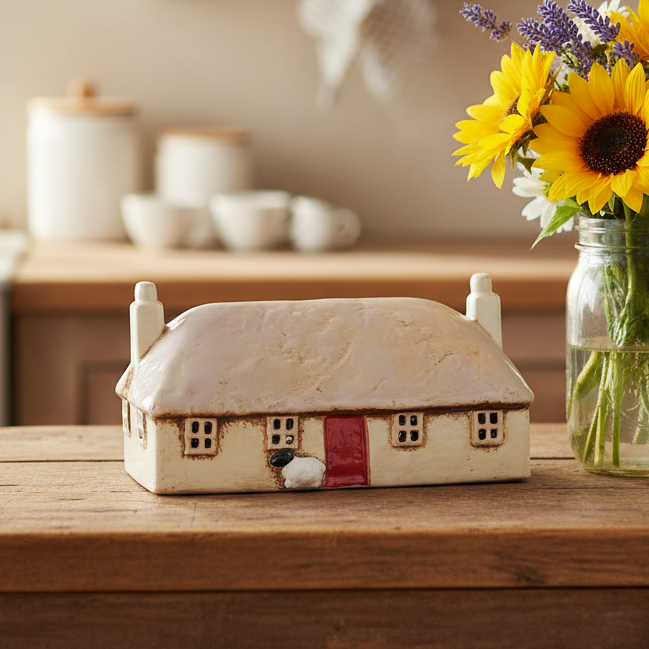 Large Red Door Irish Cottage Tealight Holder