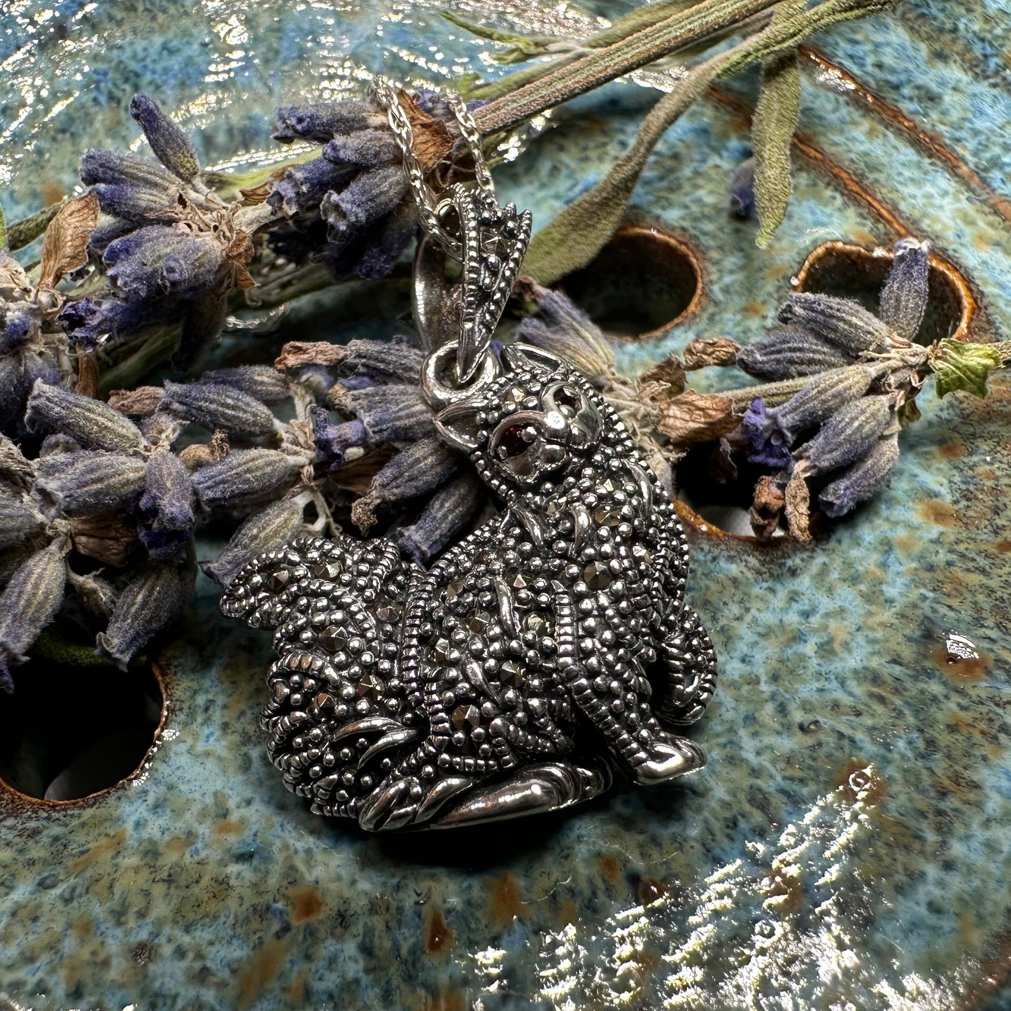 Precious Marcasite Cat Necklace in Sterling Silver