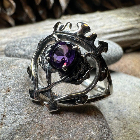 Load image into Gallery viewer, Dedication Scottish Luckenbooth Amethyst Ring in Sterling Silver
