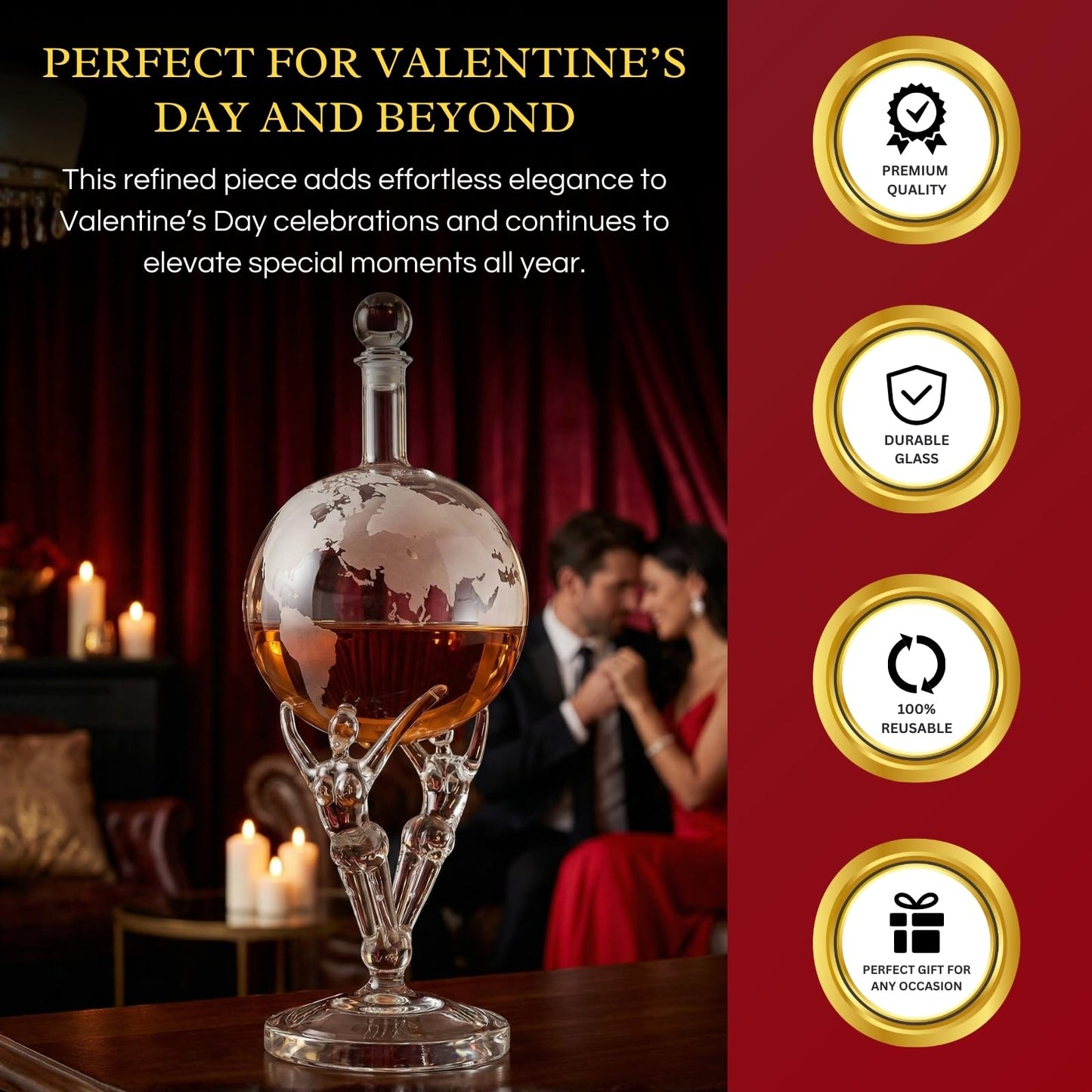 Lovers Crystal Decanter For Wine or Whiskey