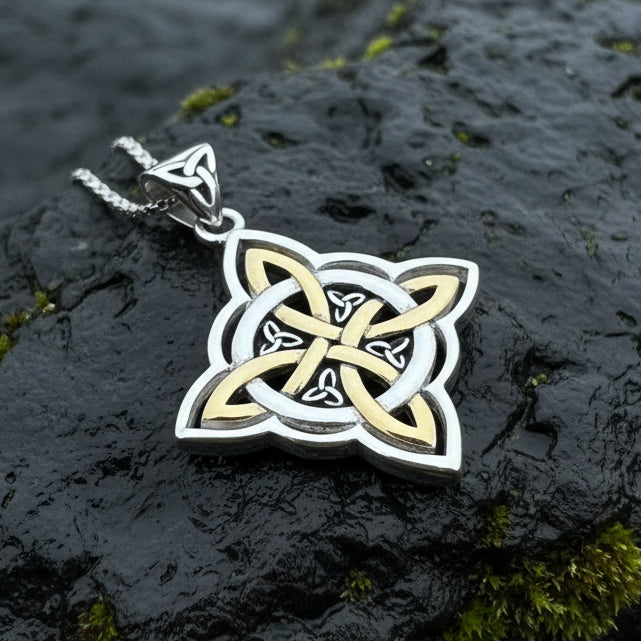 Classic Quaternary Knot Necklace in Sterling Silver