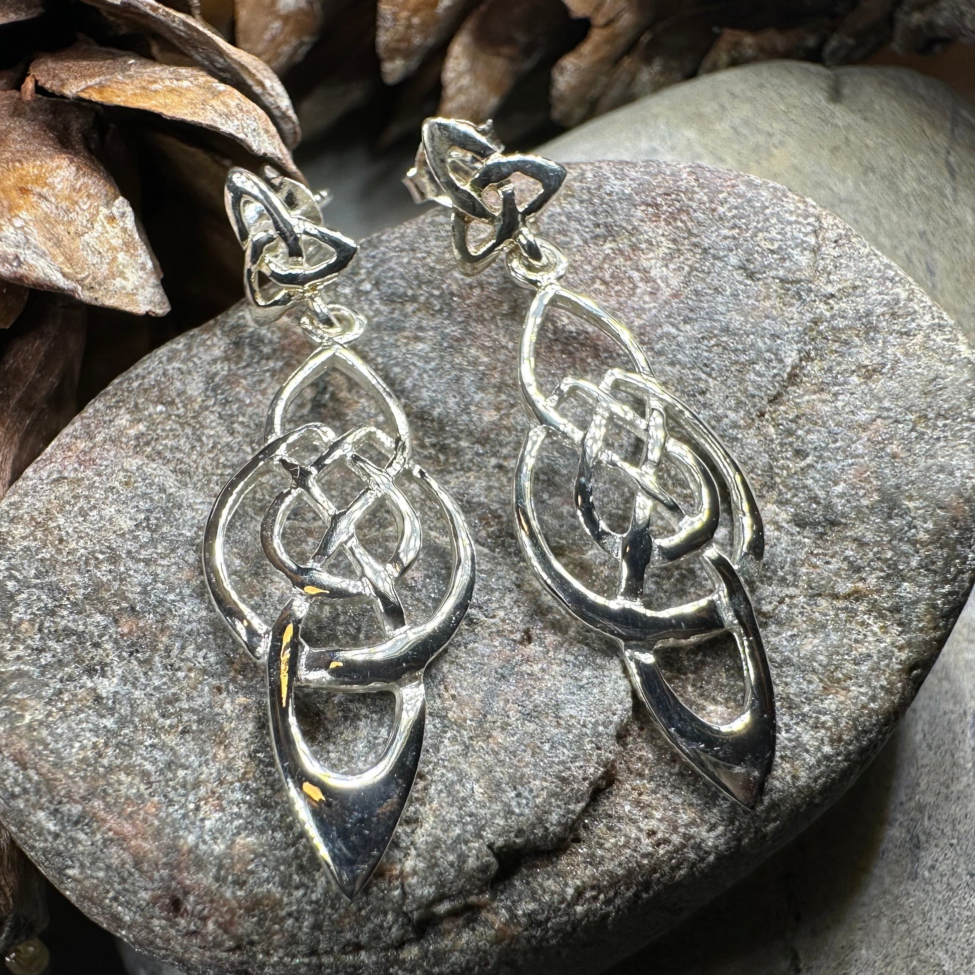 Alith Celtic Knot Earrings in Sterling Silver — view 8