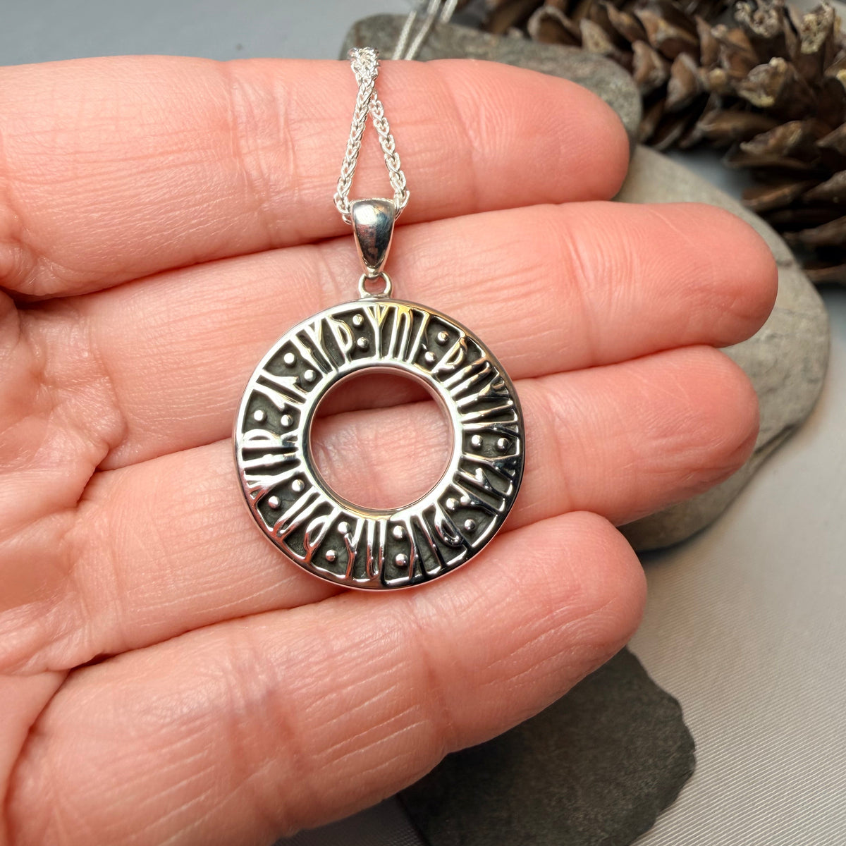 "Remember Me” Norse Runes Necklace in Sterling Silver