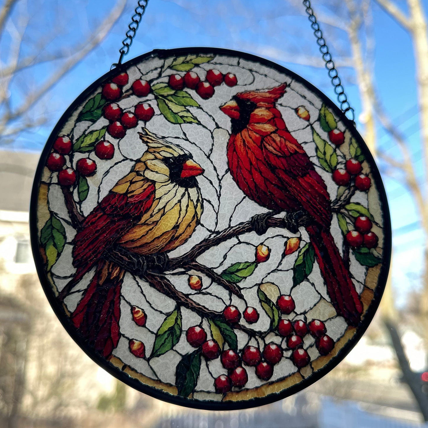Always Near Cardinal Couple Suncatcher